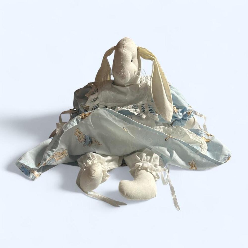 Handmade stuffed animal rabbit w Peter Rabbit dress & bloomers Beatrix potter